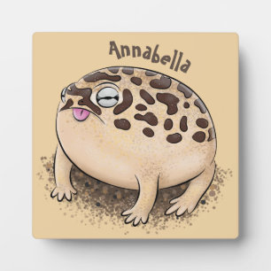 Funny desert rain frog cartoon illustration plaque