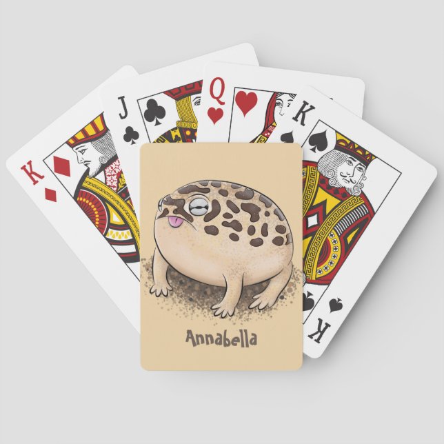 Funny desert rain frog cartoon illustration playing cards (Back)