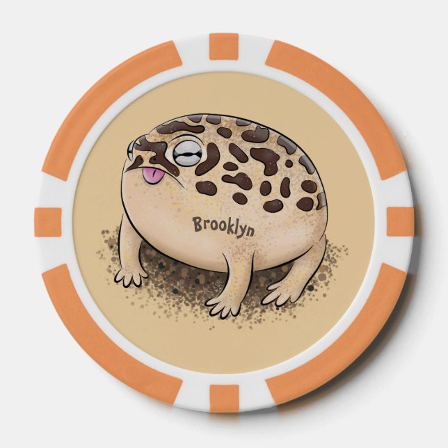 Funny desert rain frog cartoon illustration poker chips (Front)