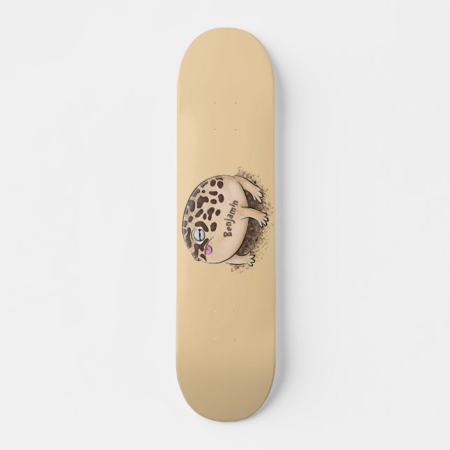 Funny desert rain frog cartoon illustration skateboard (Front)