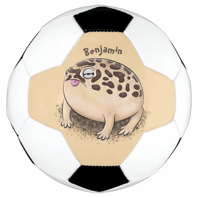 Funny desert rain frog cartoon illustration soccer ball (Front)