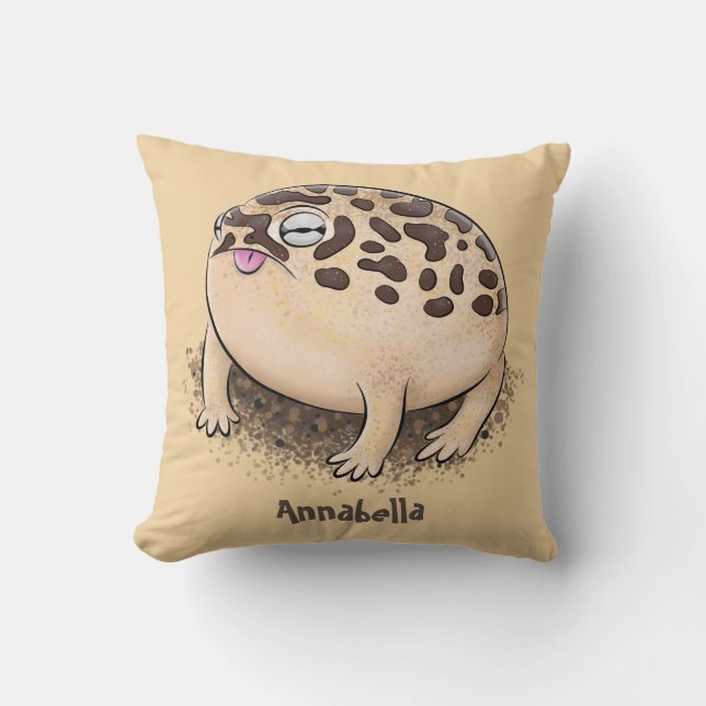 Funny desert rain frog cartoon illustration throw pillow (Front)