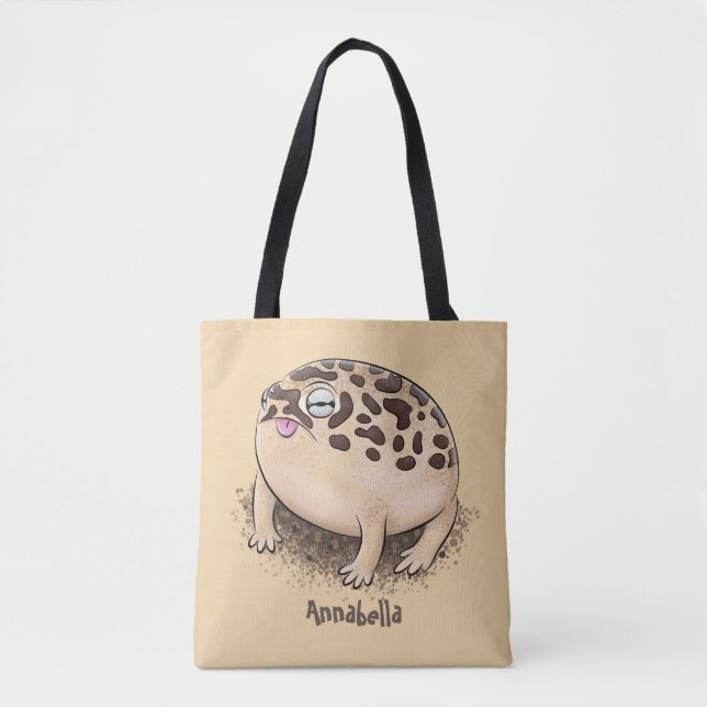 Funny desert rain frog cartoon illustration tote bag (Front)