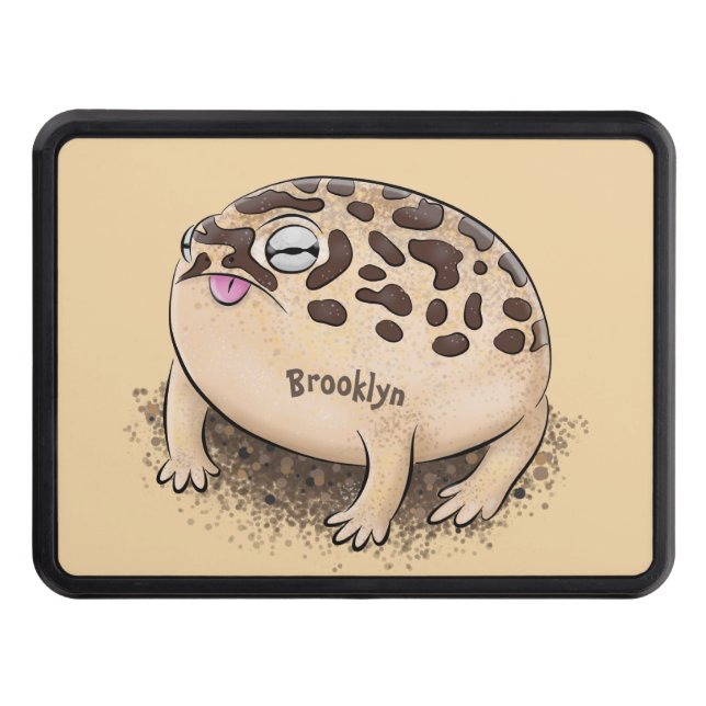 Funny desert rain frog cartoon illustration trailer hitch cover (Front)