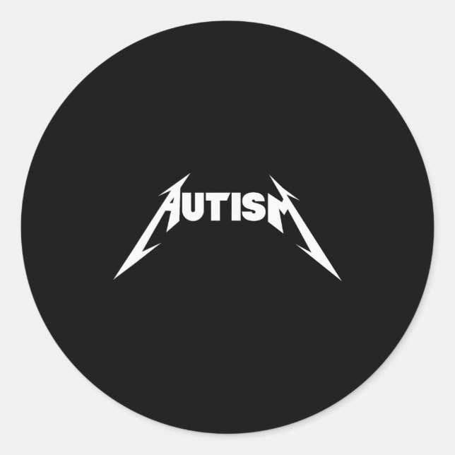 Funny Design Autism Skeleton Meme Metal Rock For M Classic Round Sticker (Front)
