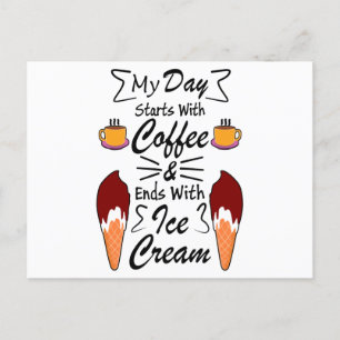 Funny design Coffee and Ice cream Lovers Announcement Postcard