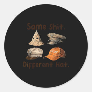 Funny Design Same Different Hat Art For Men Women Classic Round Sticker