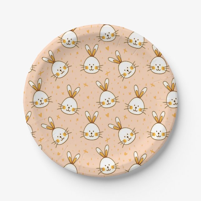 Funny design with little rabbits paper plate (Front)