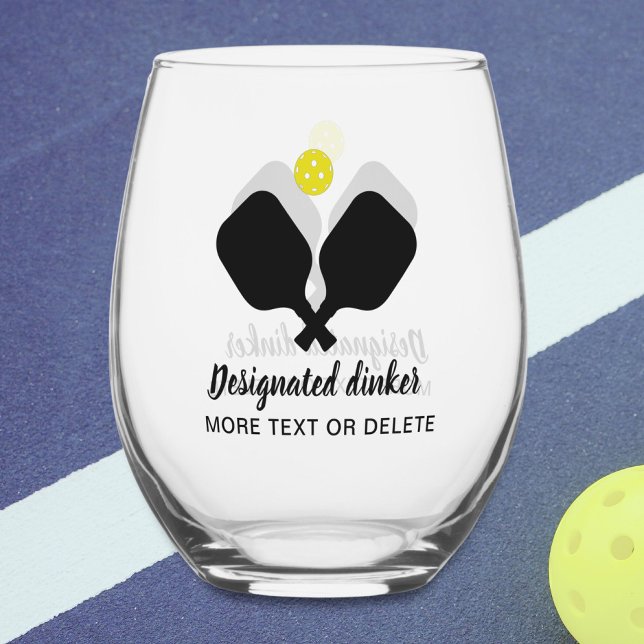Funny Designated Dinker Personalized Pickleball Stemless Wine Glass (Creator Uploaded)