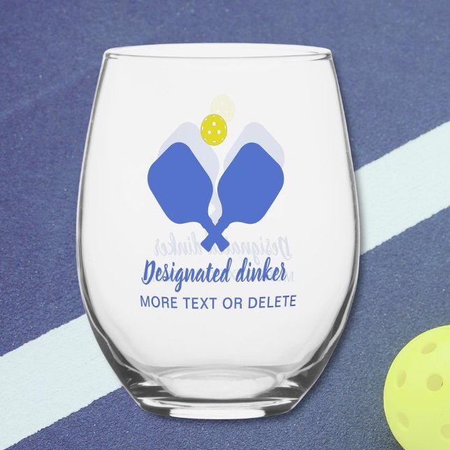 Funny Designated Dinker Personalized Pickleball Stemless Wine Glass (Creator Uploaded)