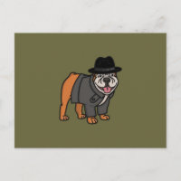 Funny Detective English Bulldog Postcard