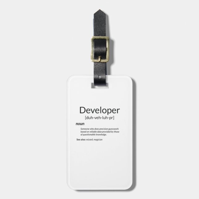 Funny Developers Gift Developer Definition Gift Luggage Tag (Front Vertical)