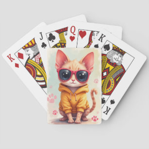 Funny Devon Rex Kawaii Cat Playing Cards