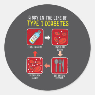 Funny Diabetic Type 1 Life Cycle Funny Diabetes  Classic Round Sticker