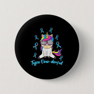Funny Diabetic Unicorn Type One-derful Type 1 Diab 2 Inch Round Button
