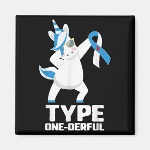Funny Diabetic Unicorn Type One-derful Type 1 Diab Magnet