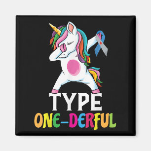 Funny Diabetic Unicorn Type One-derful Type 1 Diab Magnet