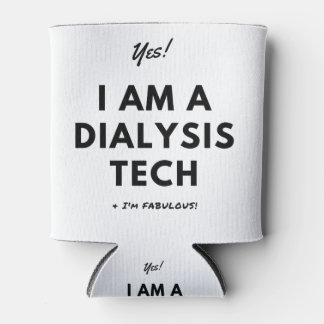 Funny Dialysis Tech Nurse Black and White Can Cooler