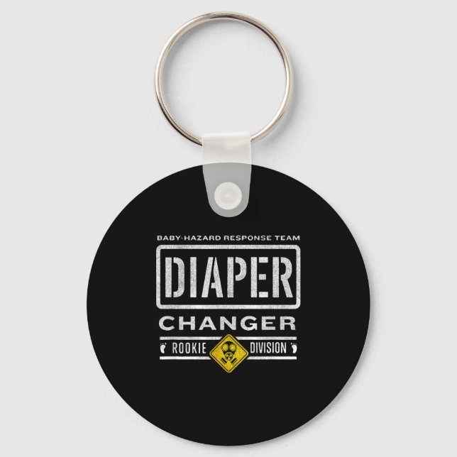 Funny Diaper Changer Duty - Expecting Baby New Dad Keychain (Front)