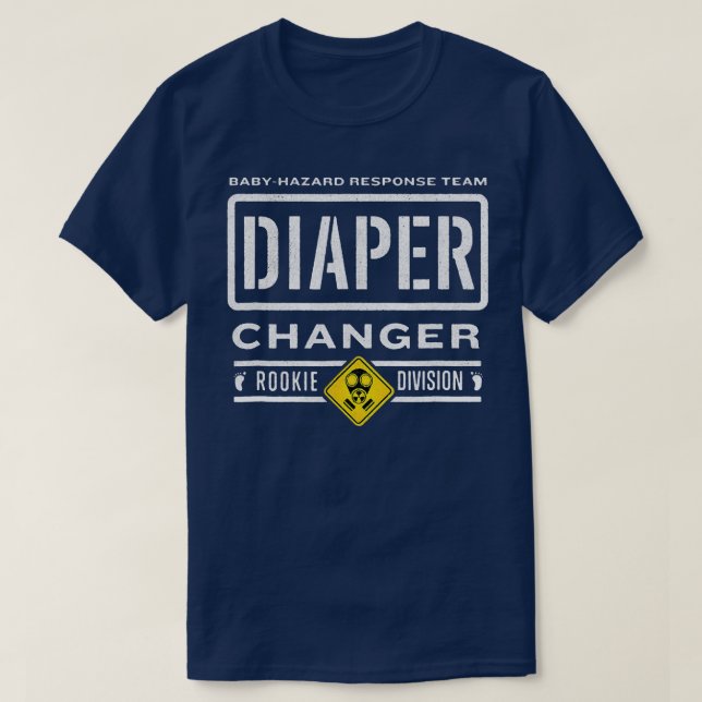 Funny Diaper Changer Duty Expecting Baby New Dad T-Shirt (Design Front)