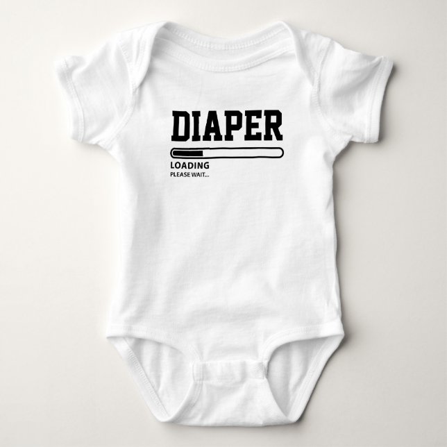 Funny Diaper Loading Please Wait Baby Bodysuit (Front)