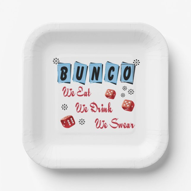 Funny Dice Girls Night Out Bunco Paper Plate (Front)