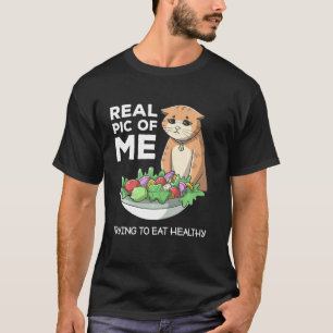Funny Diet Cat Weightloss Fasting Gym Workout Fitn T-Shirt