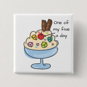 Funny Diet Quote Ice Cream Sundae 2 Inch Square Button