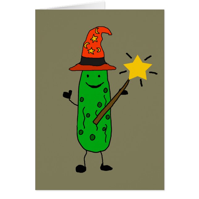 Funny Dill Pickle Wizard and Magic Wand (Front)