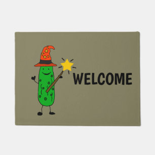 Funny Dill Pickle Wizard and Magic Wand Doormat