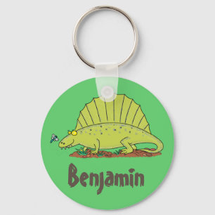 Funny dimetrodon dinosaur illustration cartoon keychain