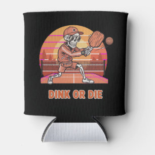 Funny Dink or Die Pickleball Skeleton Retro Player Can Cooler