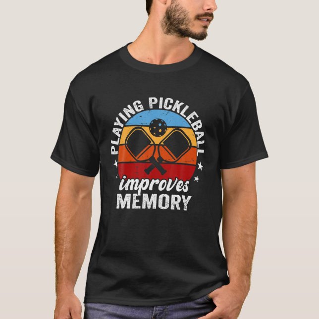 Funny Dink Player Playing Pickleball Improves Memo T-Shirt (Front)