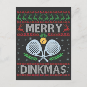 Funny Dinkmas Ugly Christmas Sweater Pickleball   Postcard