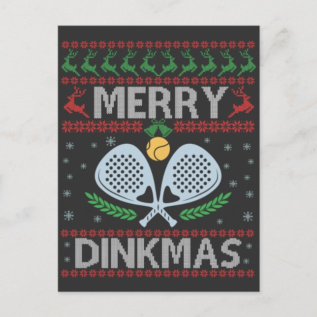 Funny Dinkmas Ugly Christmas Sweater Pickleball   Postcard (Front)