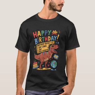 Funny Dino Birthday Bucket List Tee