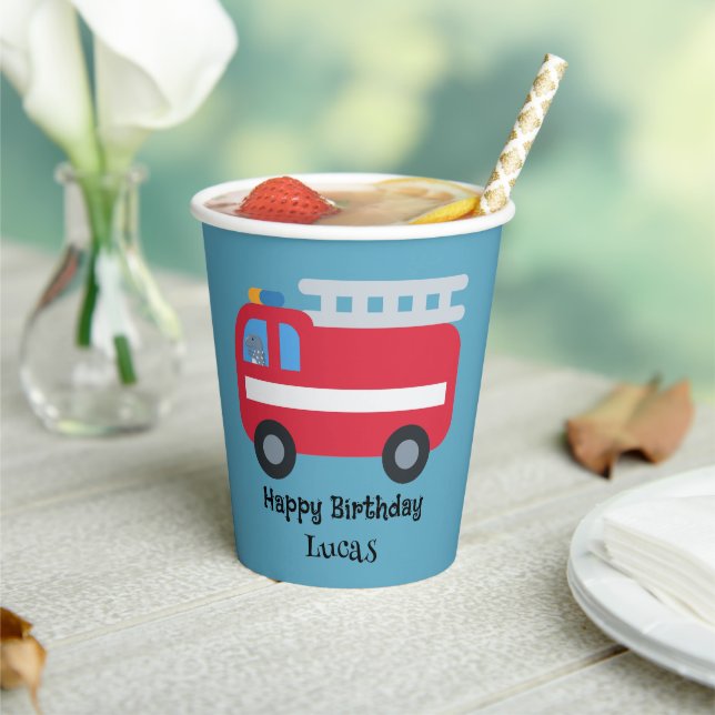 Funny Dino drive Fire engine Back To School HBD Pa Paper Cups (Insitu)