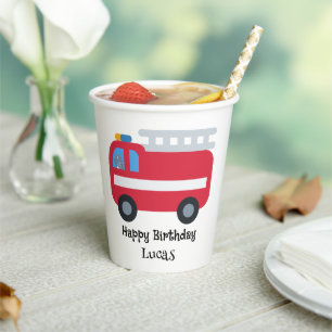 Funny Dino drive Fire engine Back To School HBD Paper Cups