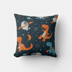 Funny Dino In Space Throw Pillow