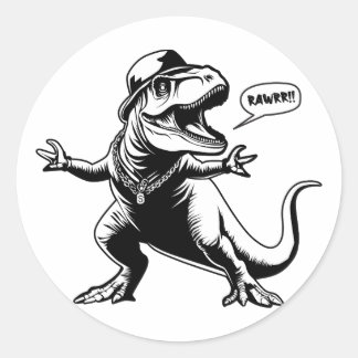 Funny Dino Meme Rawr Classic Round Sticker