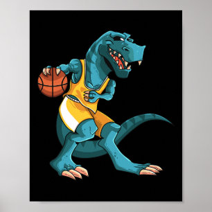 Funny Dino Playing Sketll T-rex Lover Player Kids  Poster