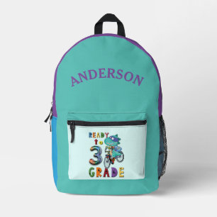 Funny Dinosaur 3Rd Grade Personalized Name Printed Backpack