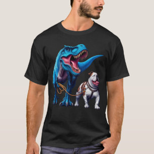 Funny Dinosaur American Bulldog Walking Dog Lover T-Shirt
