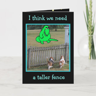 Funny Dinosaur and Bassets on "Just Because" Card