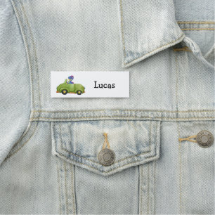 Funny dinosaur antique car birthday School boy Name Tag