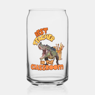 Funny Dinosaur Art Teacher Creative Classroom Can Glass