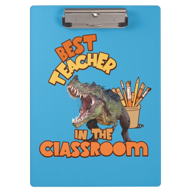 Funny Dinosaur Art Teacher Creative Classroom Clipboard (Front)