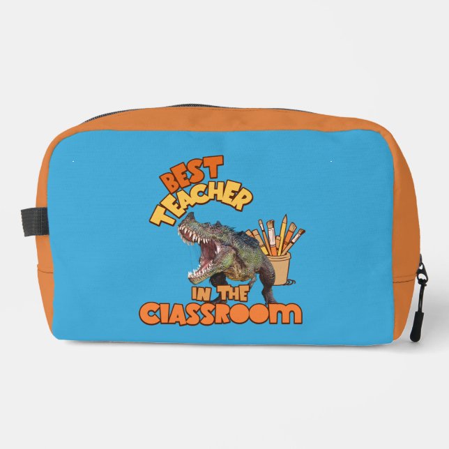 Funny Dinosaur Art Teacher Creative Classroom Dopp Kit (Front)