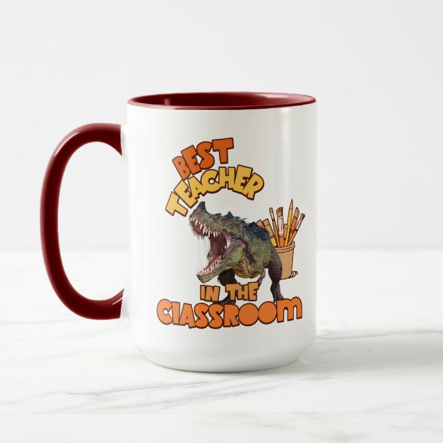 Funny Dinosaur Art Teacher Creative Classroom Mug (Left)
