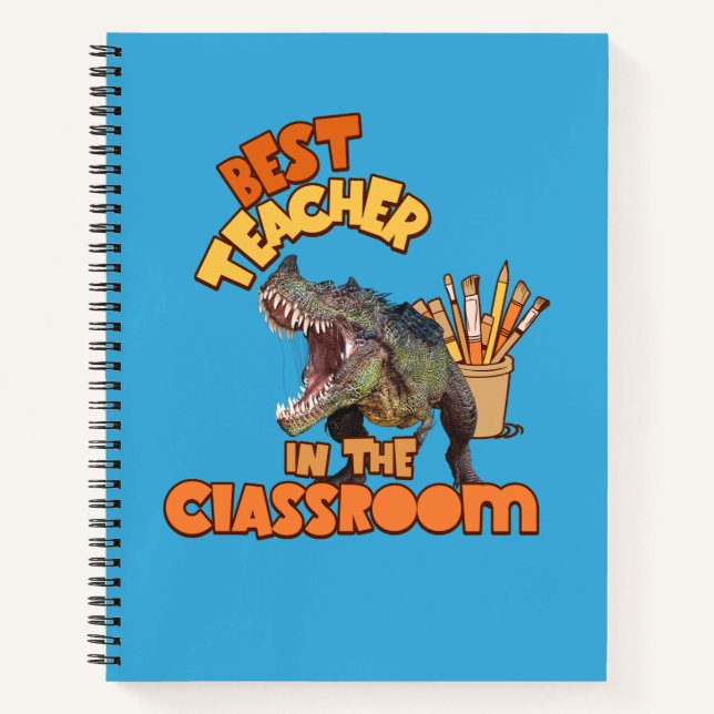 Funny Dinosaur Art Teacher Creative Classroom Notebook (Front)